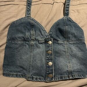 Denim Button-Up Crop Top